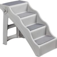 Amazon Basics Foldable Steps for Dogs and Cats, Grey, 14.6"X24.82"X19.5"