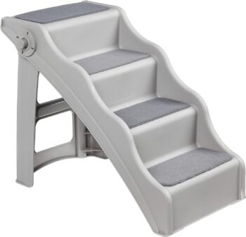 Amazon Basics Foldable Steps for Dogs and Cats, Grey, 14.6"X24.82"X19.5"