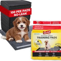 Glad for Pets Black Charcoal Puppy Pads - Super Absorbent Disposable Dog Pee Pads, Potty Training Pads, and Pet Supplies - Dog Pee Pads for Crate Training and Indoor Use 23" x 23" - 100 Count