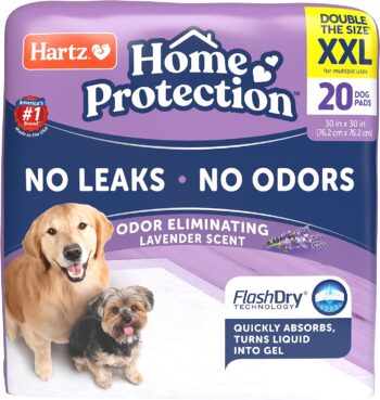 Hartz Home Protection Lavender Scent Odor Eliminating Gel Dog Pads, 30" x 30", 20 Count